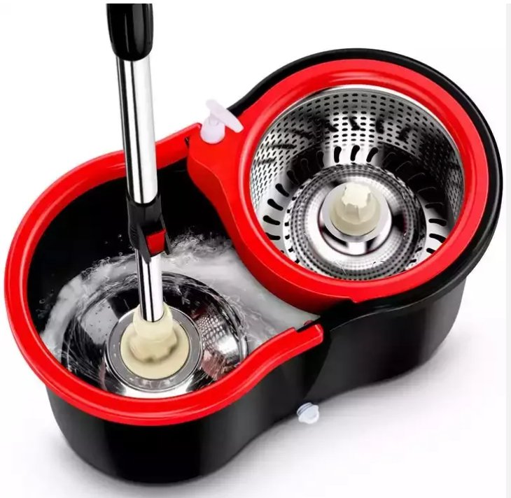 360° spin mop & bucket set – hands-free microfiber floor cleaning system with stainless steel handle