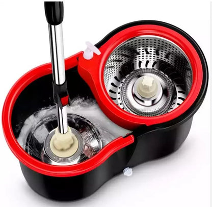 360° Spin Mop & Bucket Set – Hands-Free Microfiber Floor Cleaning System with Stainless Steel Handle