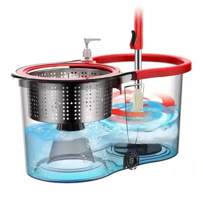 360° Spin Mop & Bucket Set – Hands-Free Microfiber Floor Cleaning System with Stainless Steel Handle