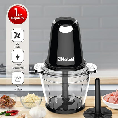 Nobel Electric Glass Food Chopper & Mincer – 1.2L Multi-Function Kitchen Chopper with Powerful Motor
